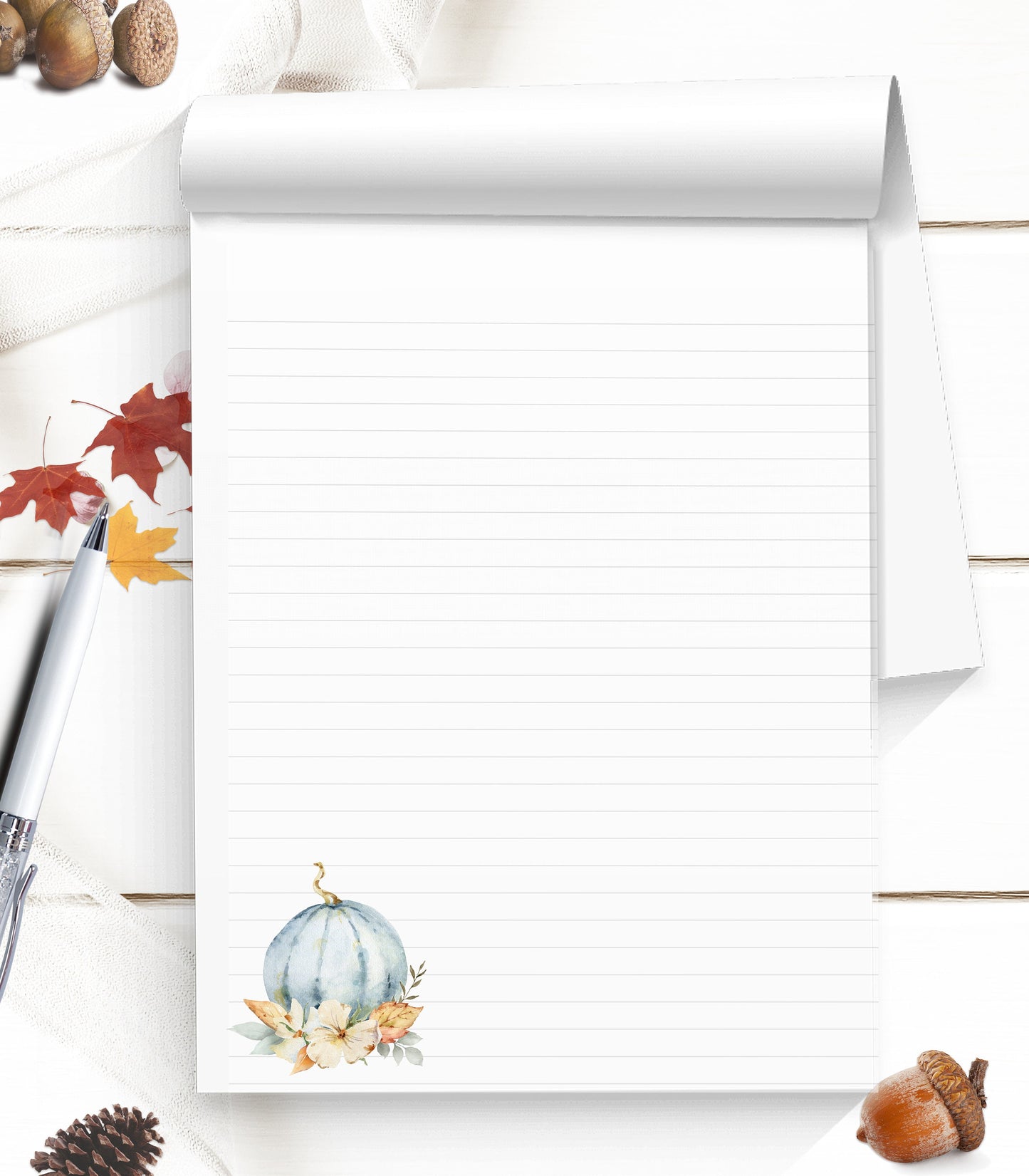 Pumpkin stationery pretty blue fall writing paper thanksgiving thank you gift or housewarming gift