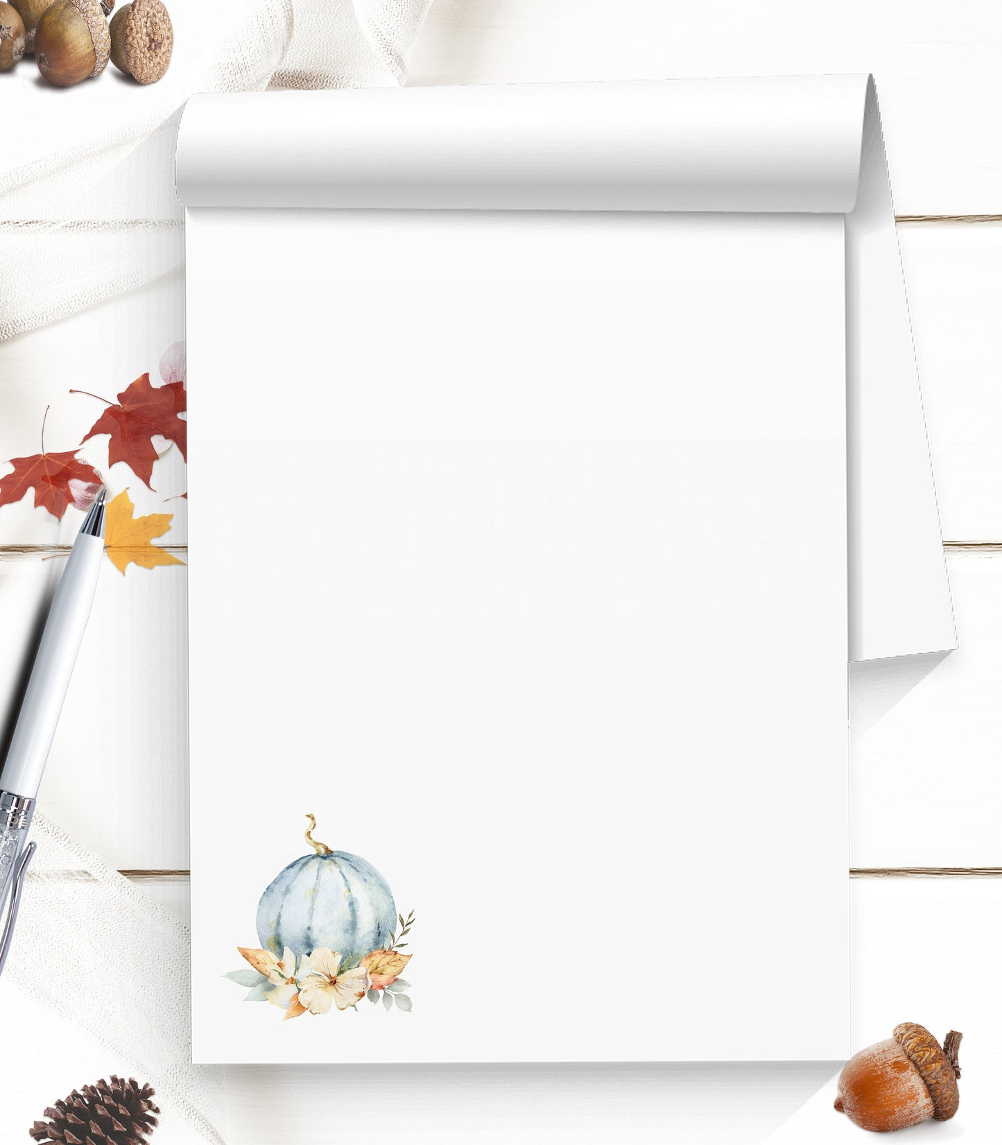 Pumpkin stationery pretty blue fall writing paper thanksgiving thank you gift or housewarming gift