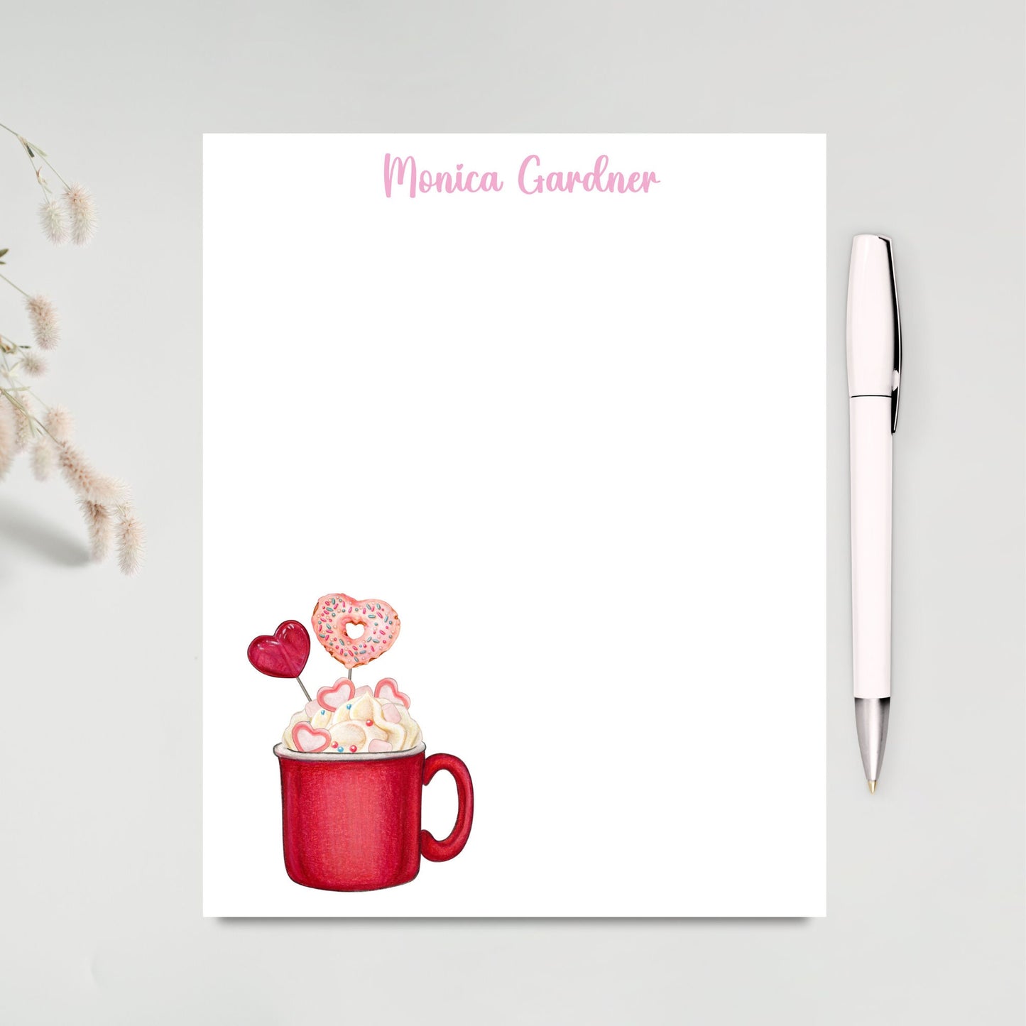 Personalized Valentine's gift a cute cup heart personalized notepad is a perfect gift for a daughter