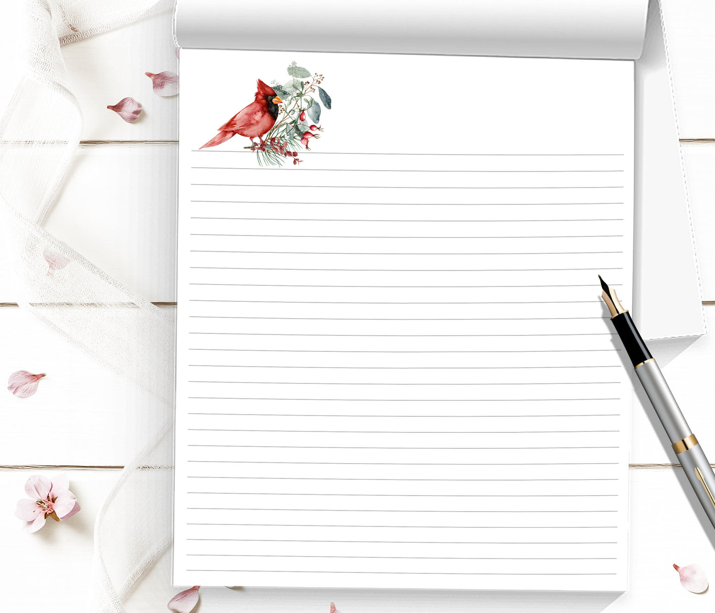 Pretty Personalized winter notepad holiday writing paper makes a pretty stationery set by adding 2 or more different sizes