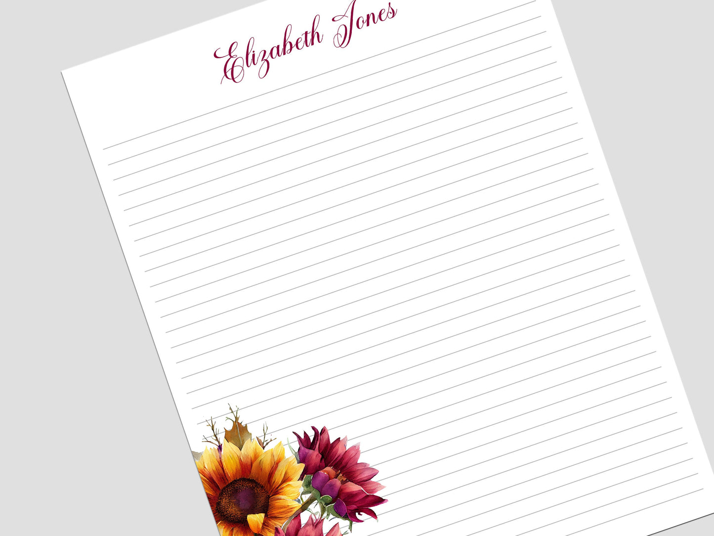 Sunflower gifts fall floral notepads sunflower gift for her custom notepad writing paper for penpals or personalized birthday gift for mom