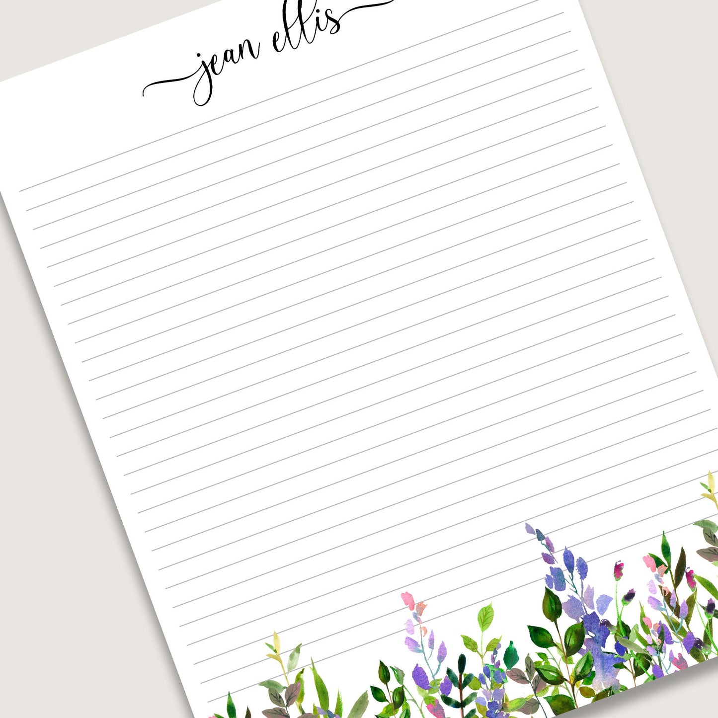 Greenery notepad personalized stationery set with large notepad and envelopes gift for mom