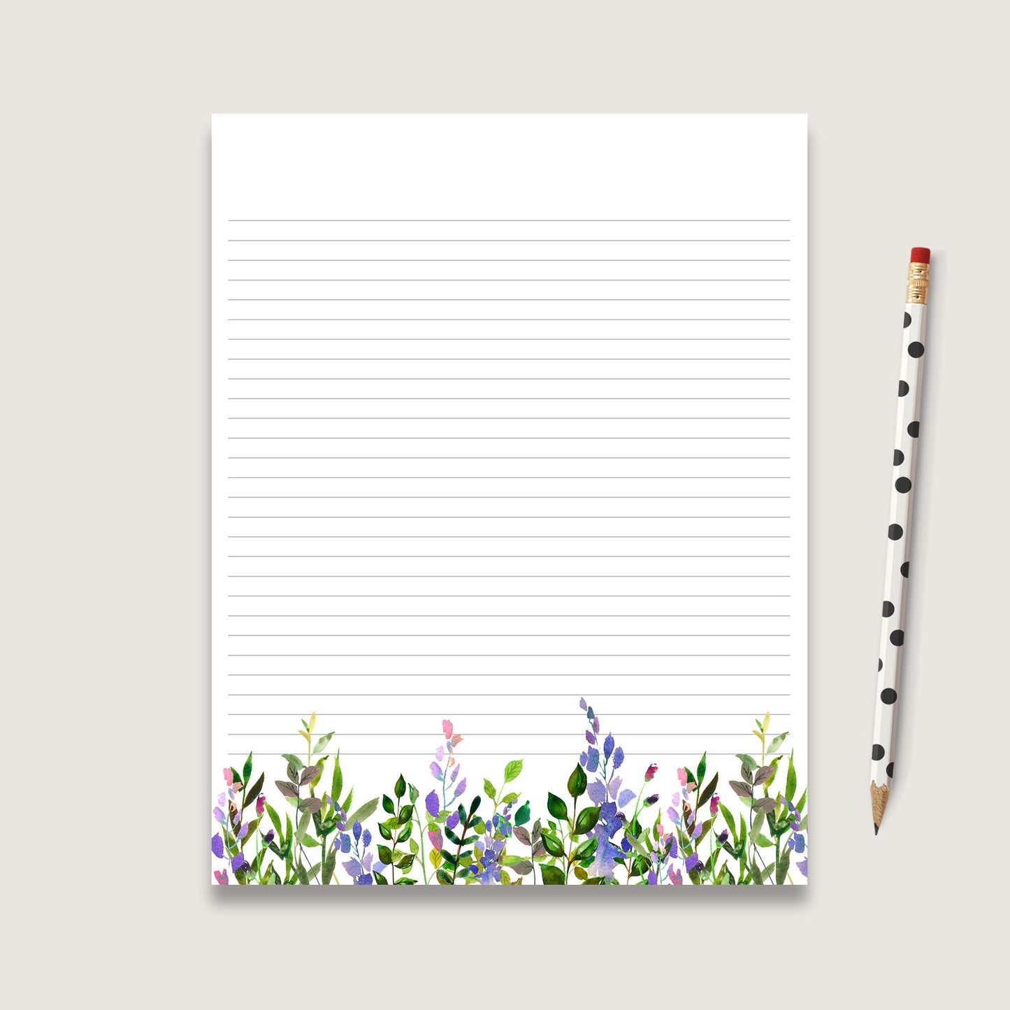 Greenery notepad personalized stationery set with large notepad and envelopes gift for mom