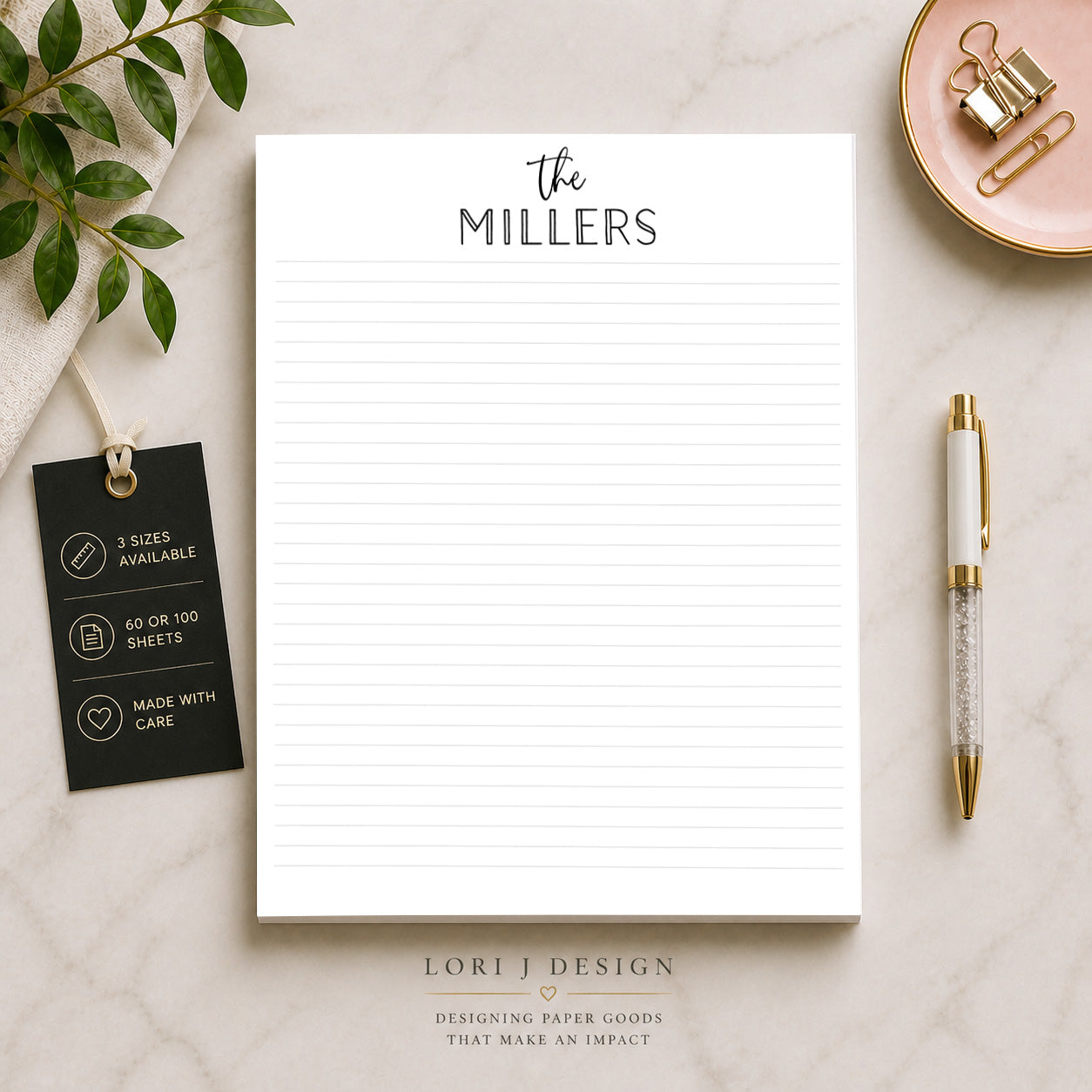 Professional stationery or family notepad gift |60 sheet note writing pad