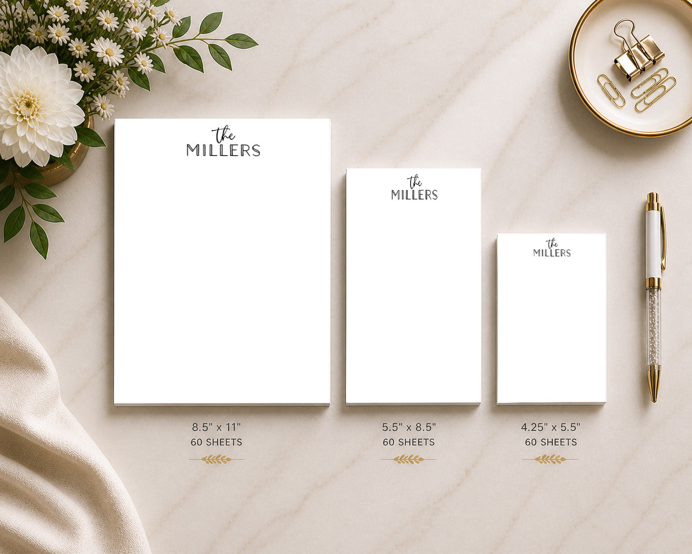 Professional stationery or family notepad gift |60 sheet note writing pad