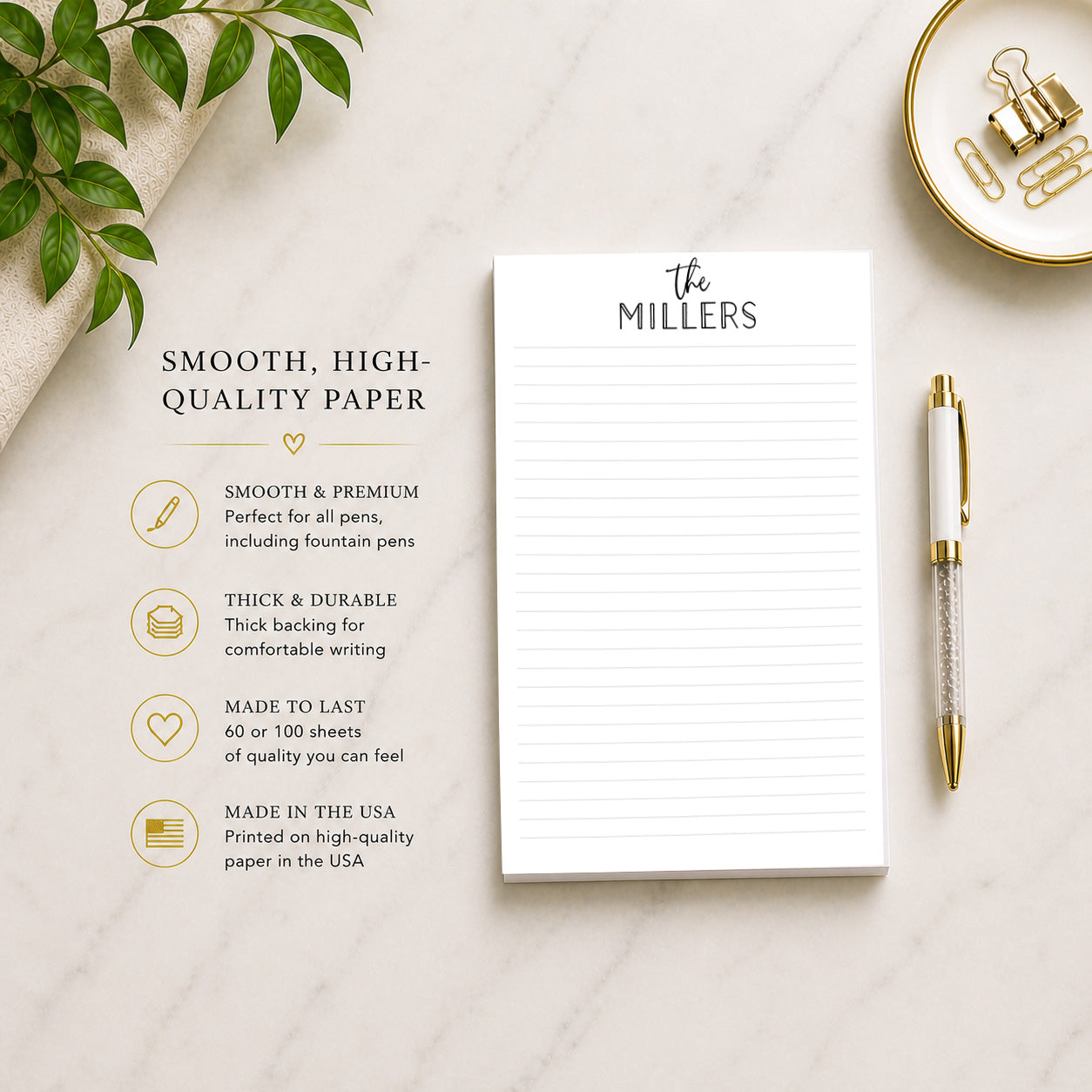 Professional stationery or family notepad gift |60 sheet note writing pad