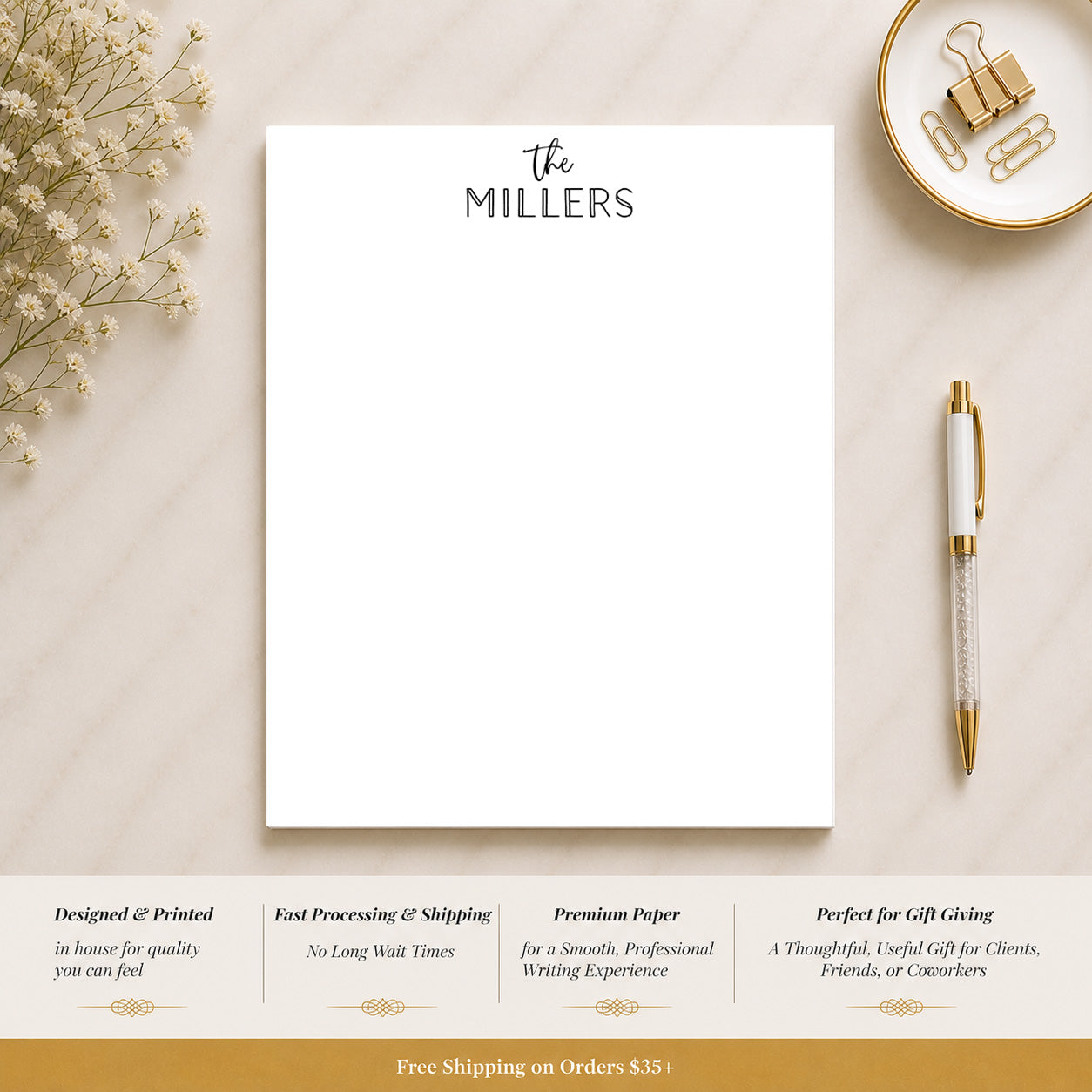 Professional stationery or family notepad gift |60 sheet note writing pad