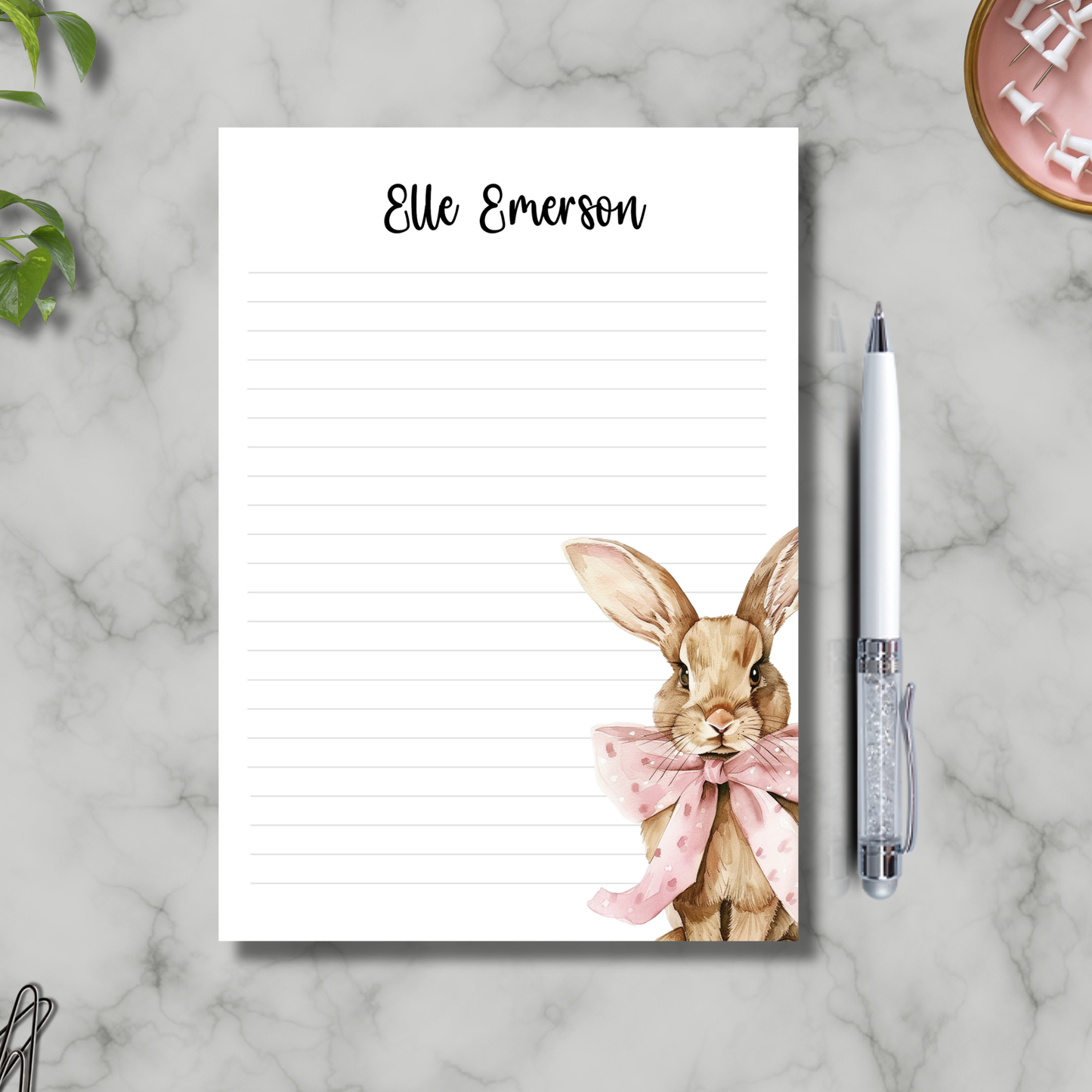 Custom name pad|  Bunny notepad| gift for mom | 60 sheets