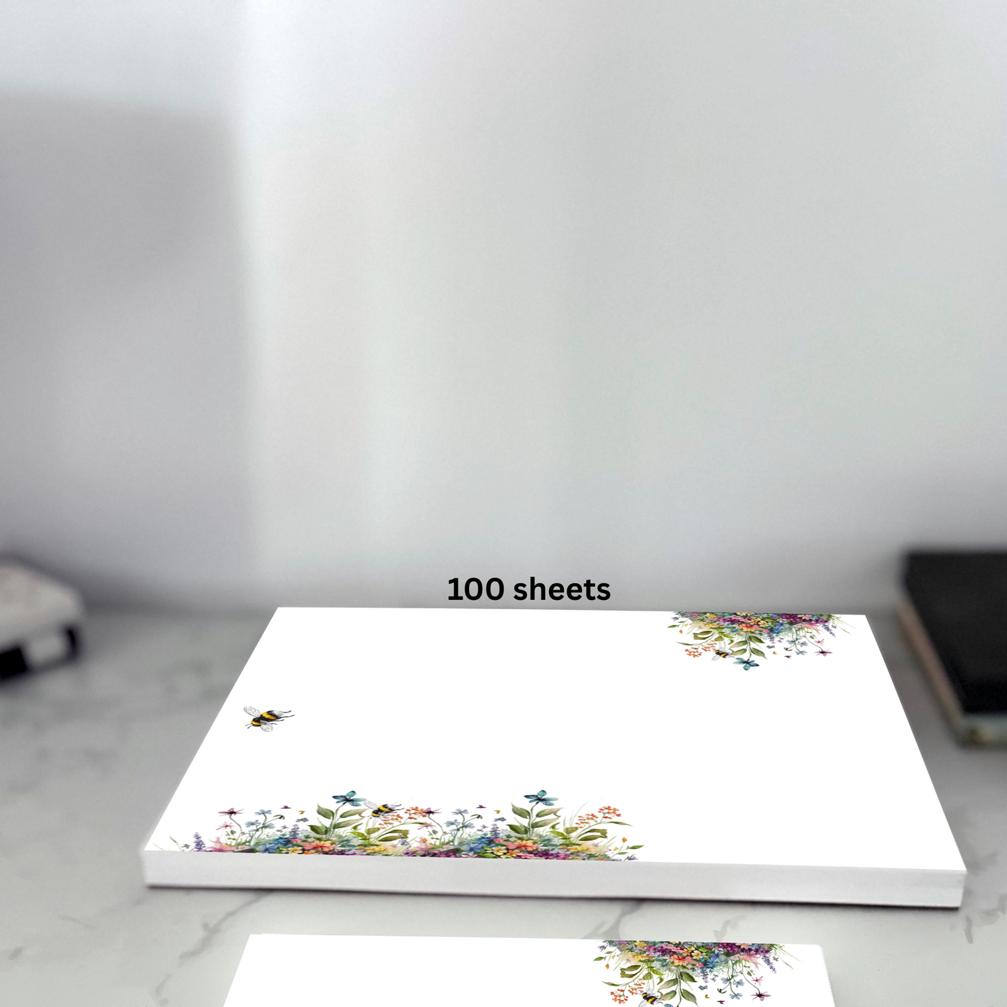 Custom name bee floral notepad | 100 sheet tear-off notepad| garden lover gift