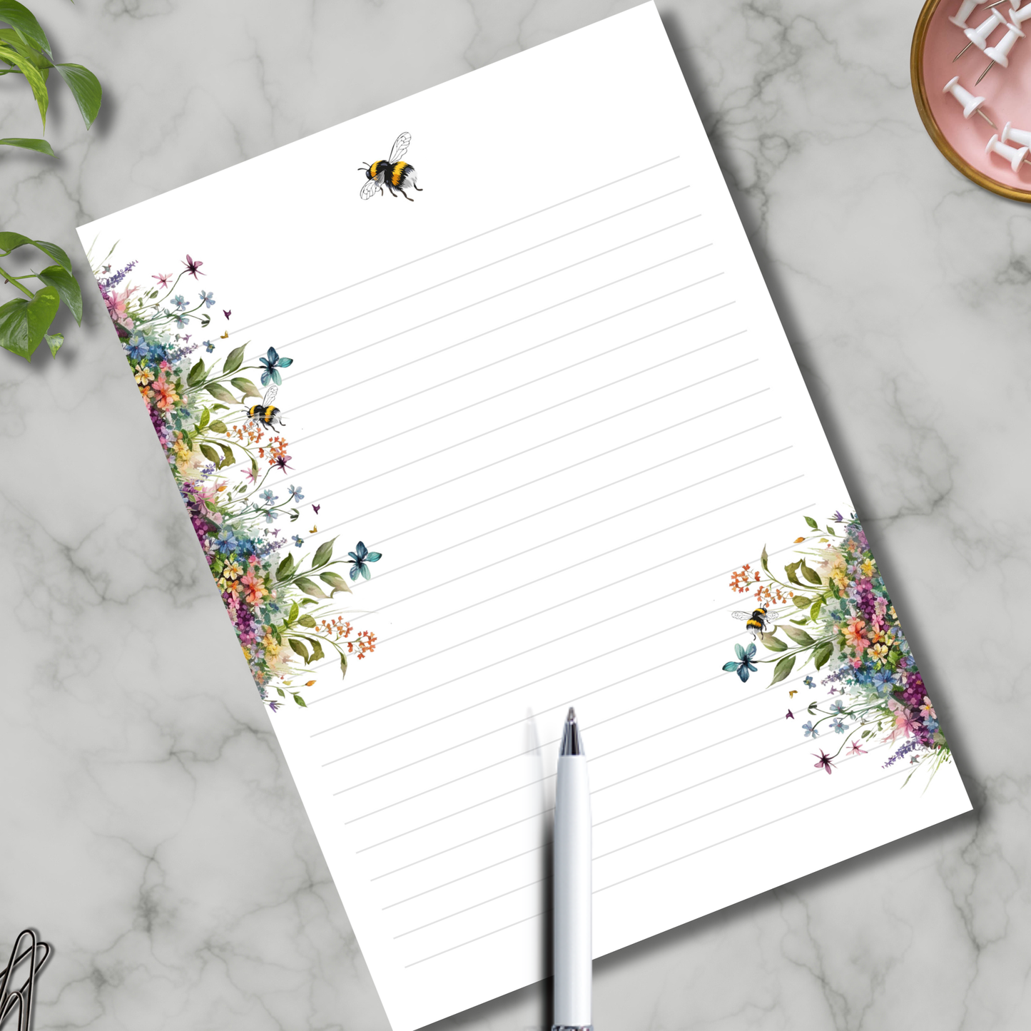 Small bee notepad and envelope set | 60 sheet tear-off notepad and envelopes| gift for friend