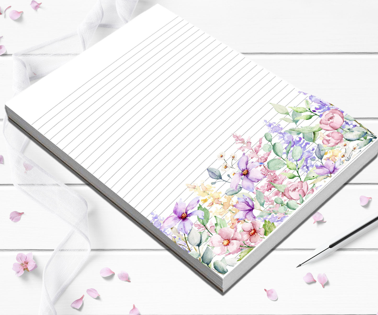 Floral personalized note pad pretty writing paper gift for bestfriend or girlfriend gift