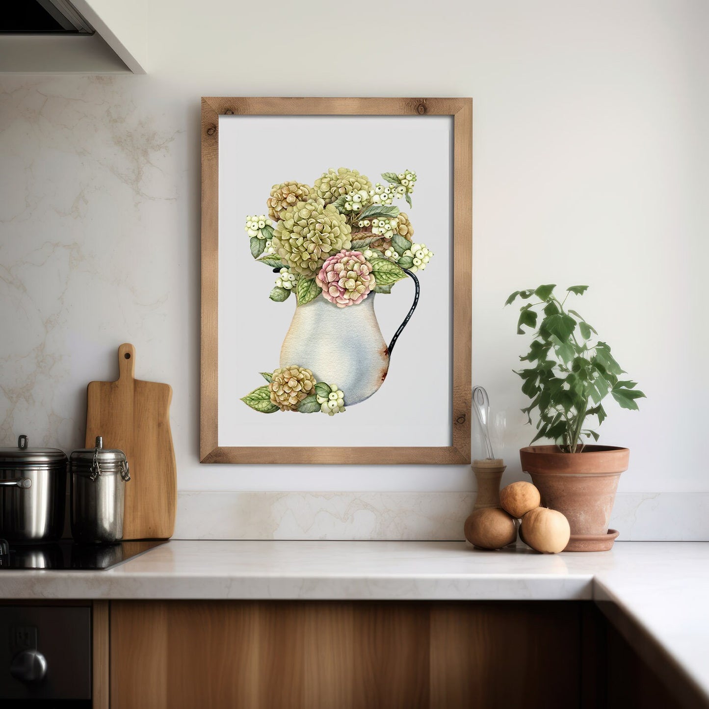 Kitchen wall art cute Vintage Fall hydrangea water can Thanksgiving wall art Frame not included comes in 3 different sizes