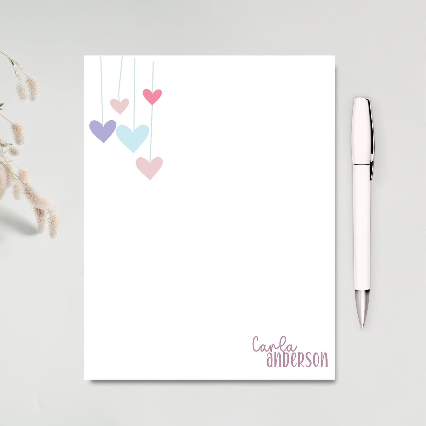 Custom Valentine's gift cute heart notepad personalized with your name or leave as makes the perfect valentines gift comes in 5 sizes