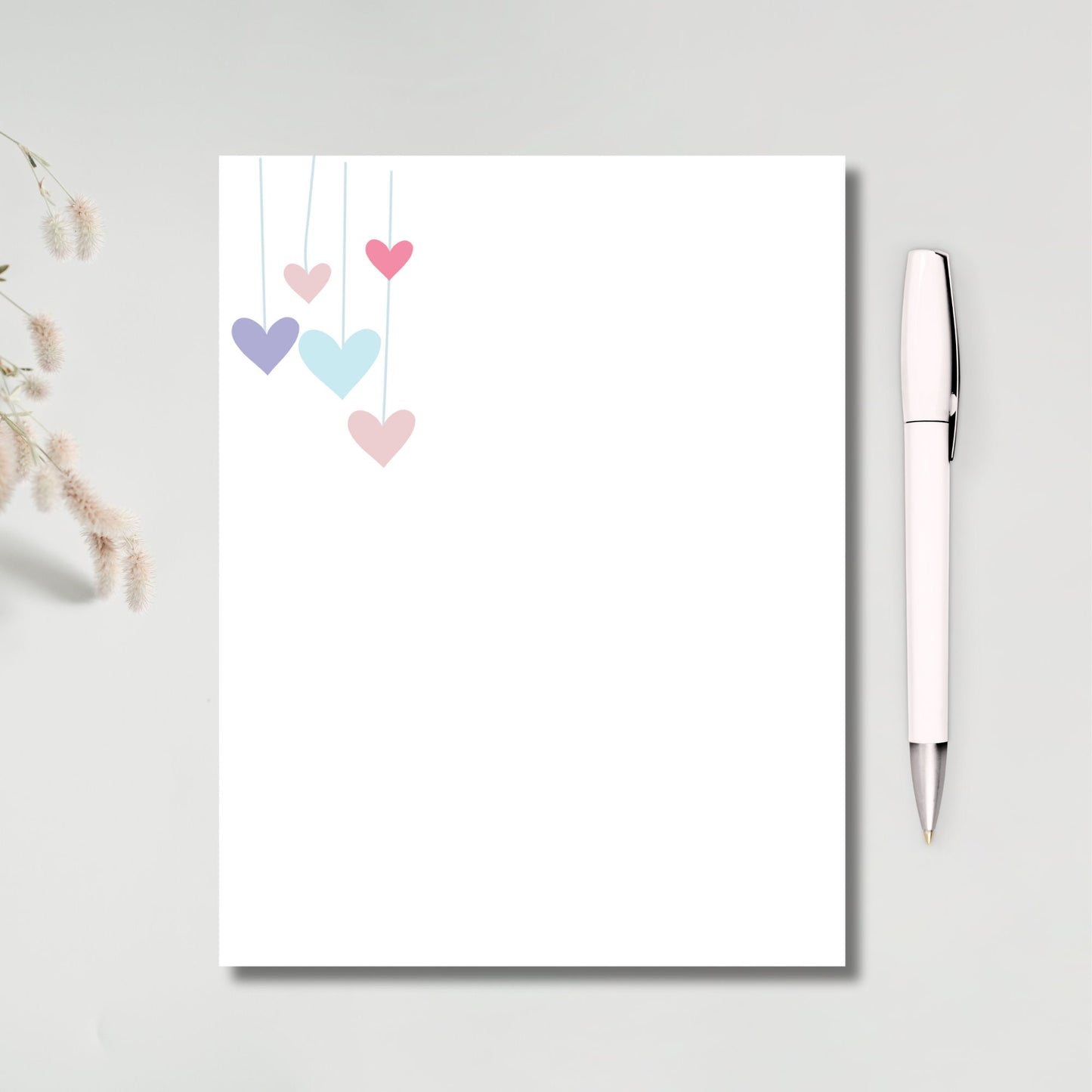 Custom Valentine's gift cute heart notepad personalized with your name or leave as makes the perfect valentines gift comes in 5 sizes