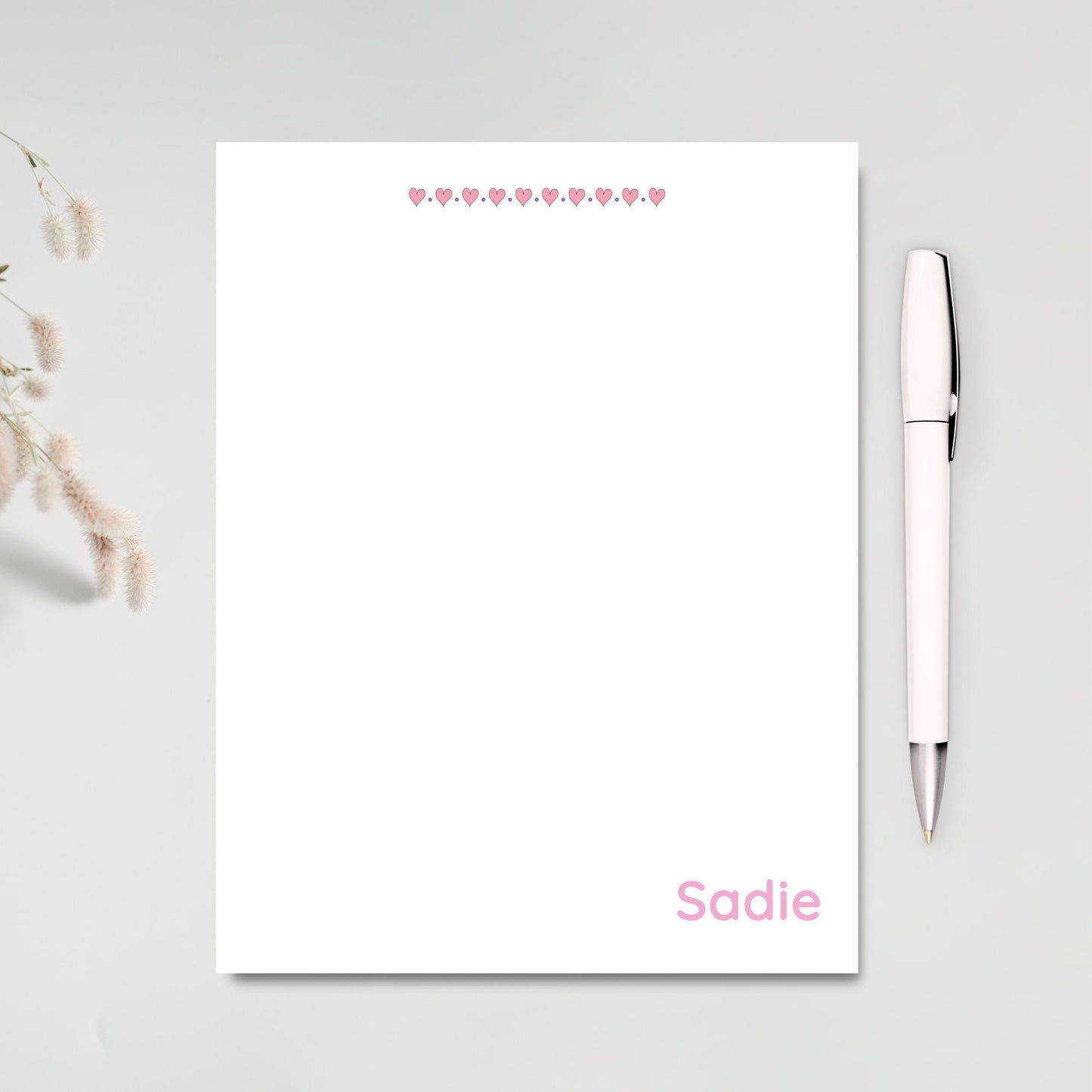 Valentine's gift for teacher personalized notepad a minimalist Valentine gift with little hearts