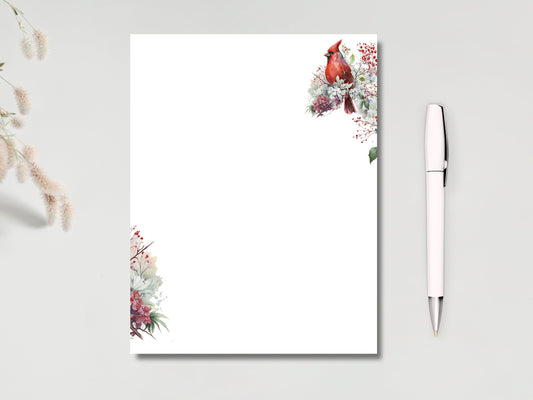 Cardinal Christmas Notepad - Festive Holiday Stationery - Perfect Christmas Gift for Note-Taking