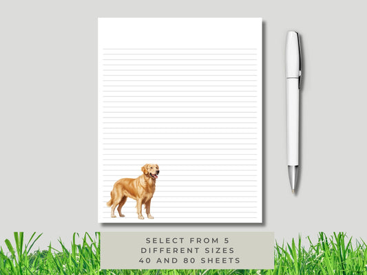 Dog lover gift golden retriever notepad customize notepad with your name or company logo select from different sizes for the perfect gift