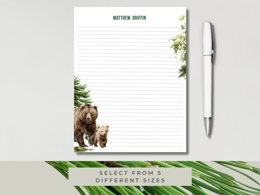 Gift for Mothers Day personalized notepad with wildlife and bears customize your notepad