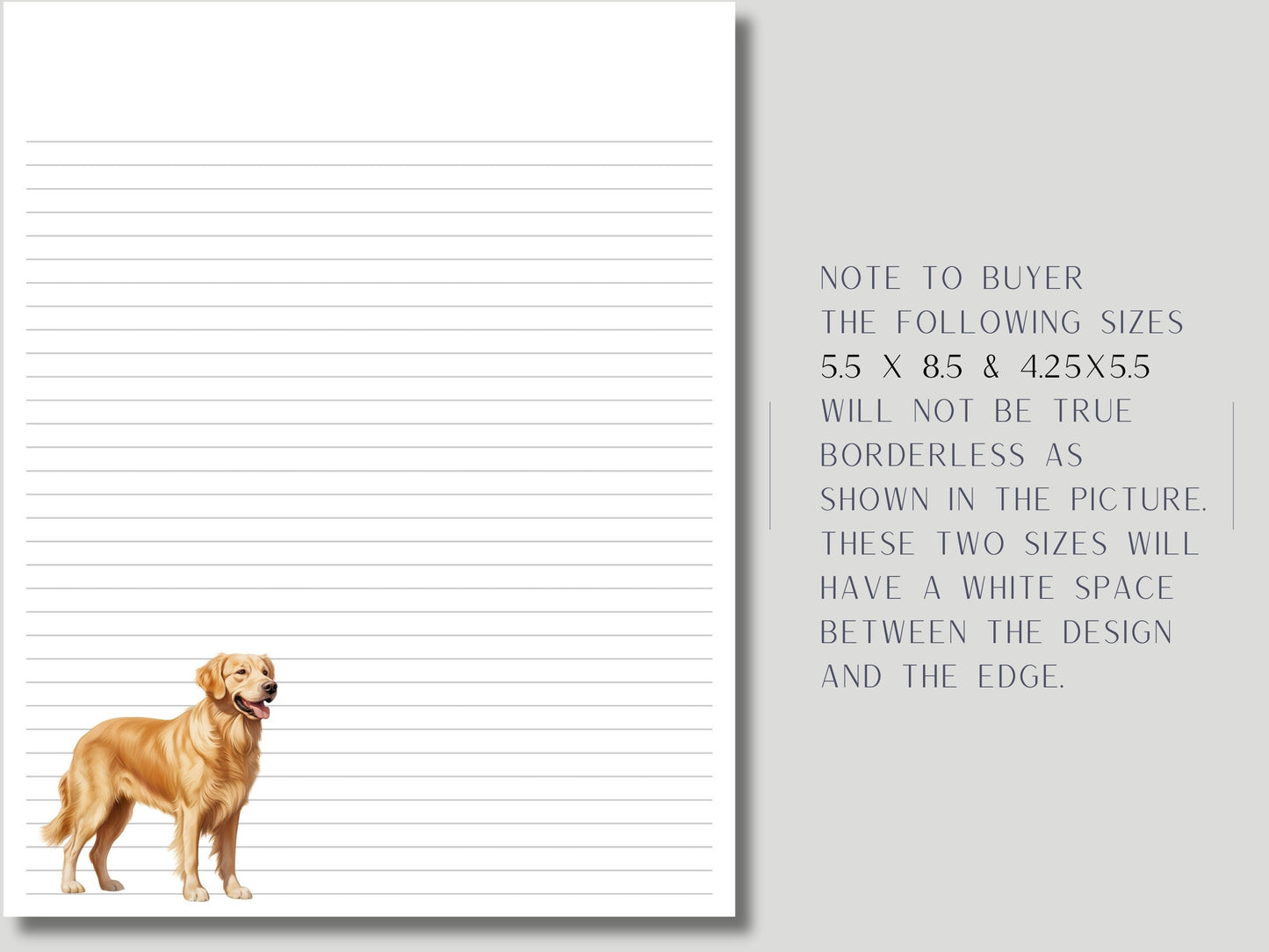 Dog lover gift golden retriever notepad customize notepad with your name or company logo select from different sizes for the perfect gift