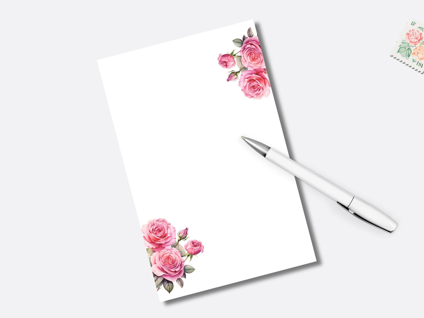 Rose notepad can be personalized for a Mother's Day gift or housewarming gift