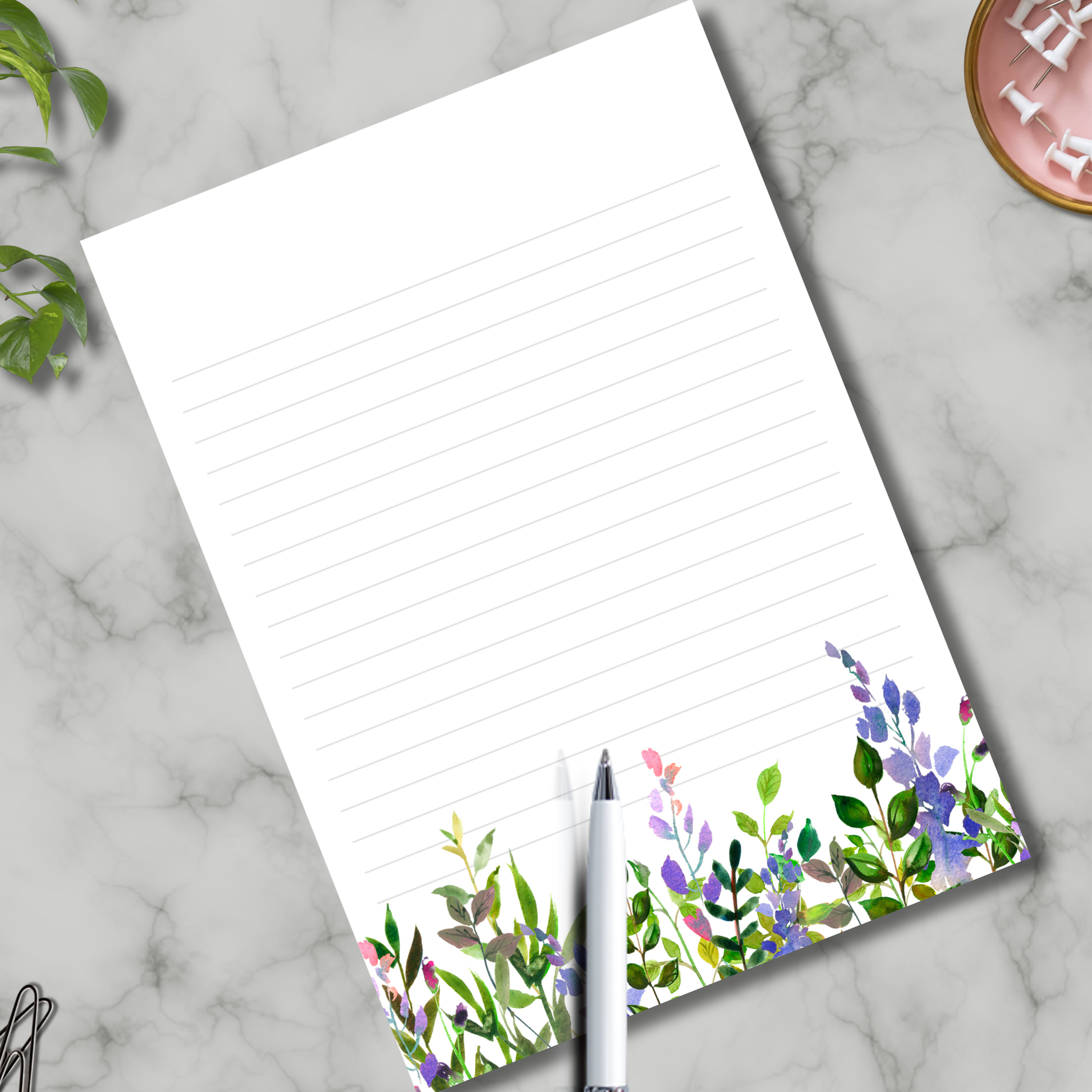 personalized 5x7 simple greenery bottom notepad 50 sheets 