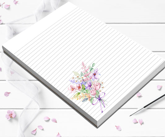 Cute stationery floral memo pad | Personalized notepad lined or blank writing paper graduation or boss gift