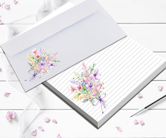 Cute stationery set custom notepad and envelope set give as a gift the perfect letter writing kit with pretty floral pages and envelopes