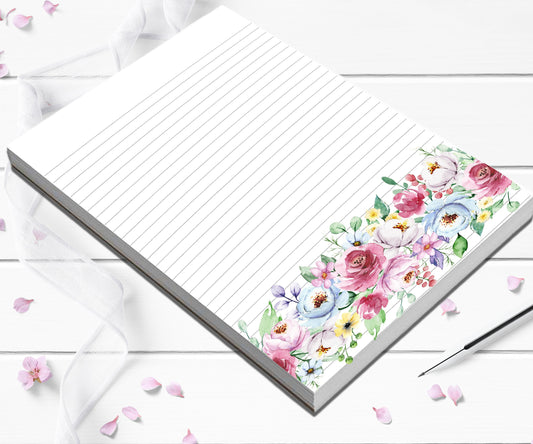 Watercolor personalized notepad or leave a pretty floral notepadgift for birthday