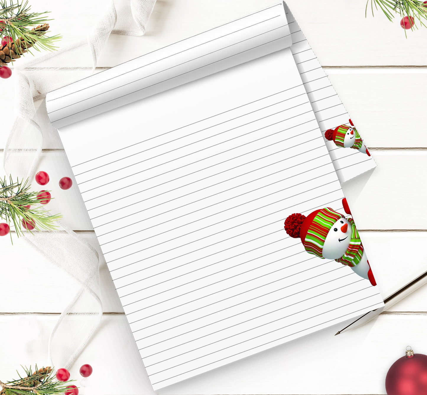 Cute snowman notepad holiday letter writing paper makes a great stocking stuffer or give as an appreciation gift to teacher comes in 5 sizes