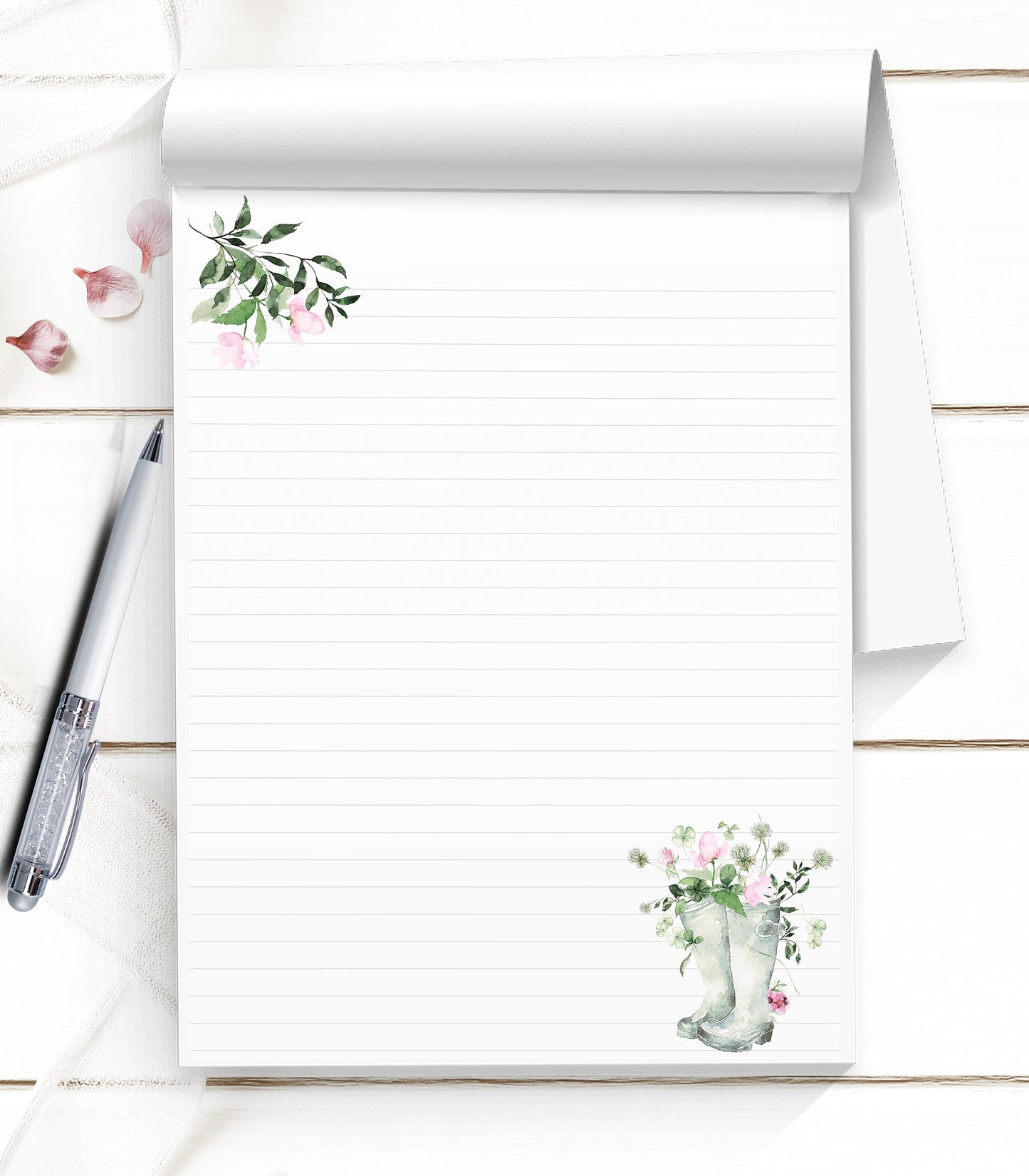 Lined stationary paper cute floral spring writing paper for girls customize notepad simple plant lover notepad