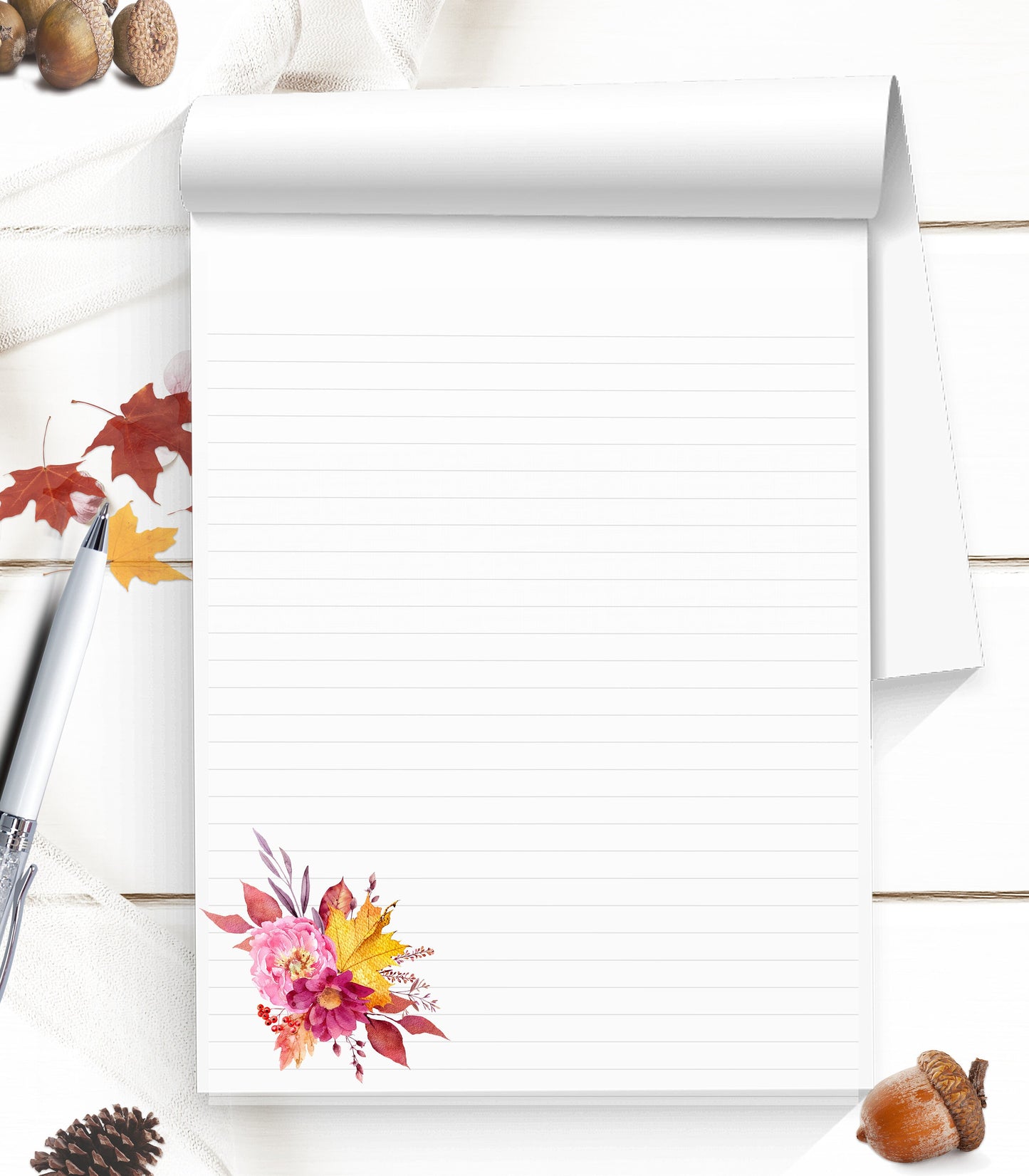 A pretty simple fall notepad would make a sweet housewarming gift or thank you to a hostess