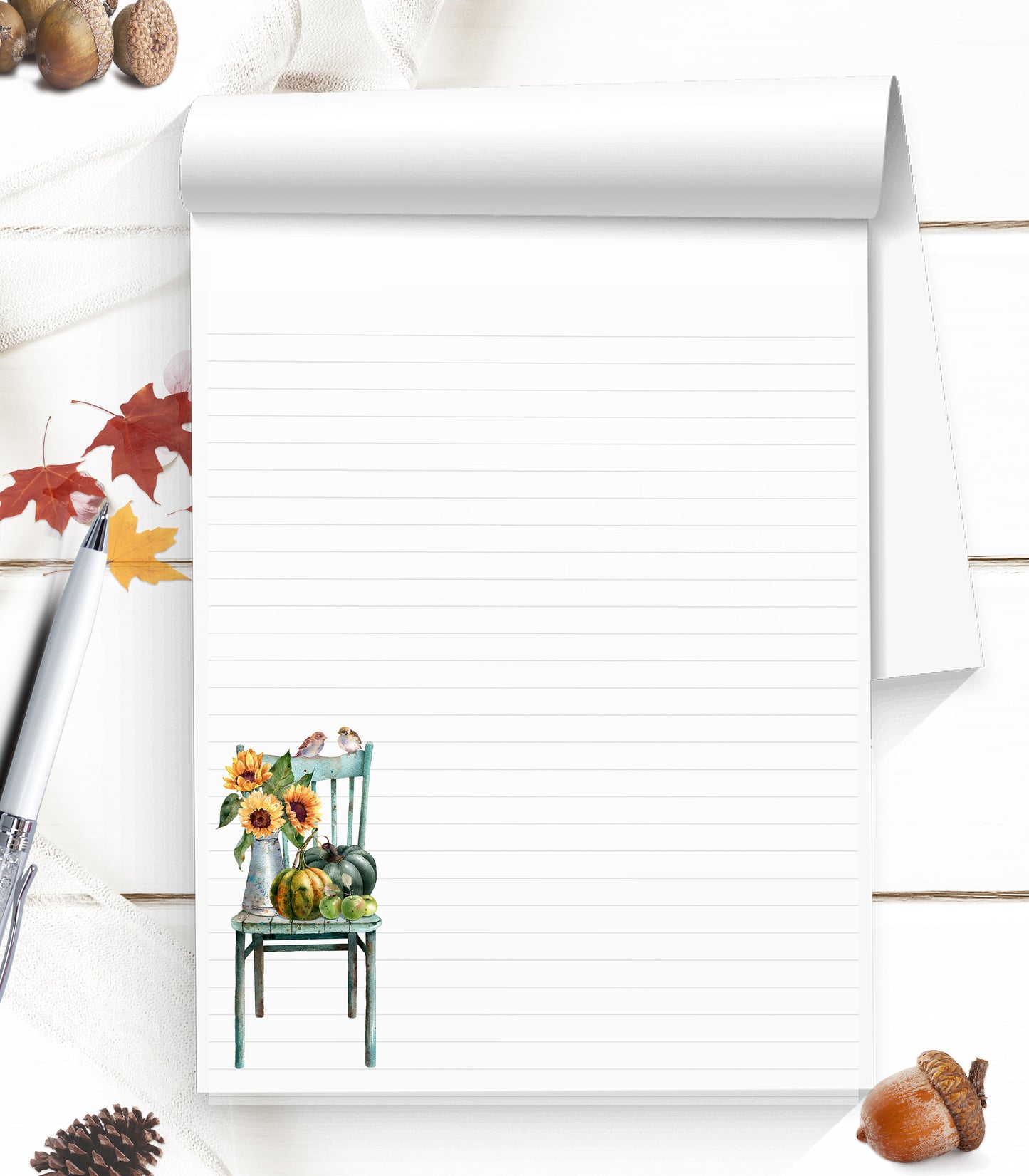 Fall notepad can be a personalized gardener's gift or thank you gift for that thanksgiving invite