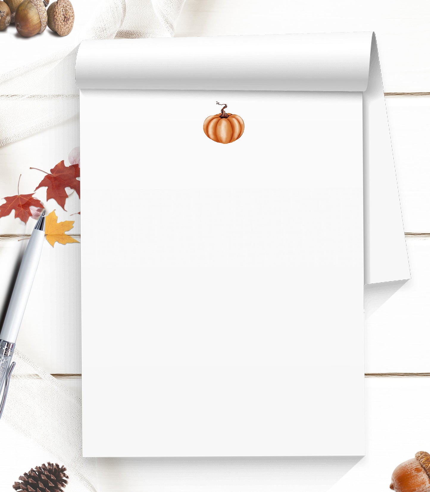 Minimalist pumpkin stationery paper a fall notepad that comes in 5 sizes give as an appreciation gift to a teacher or hostess gift