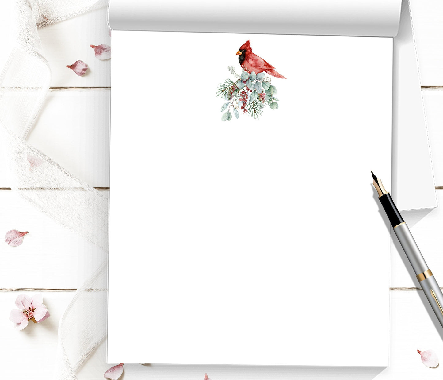 Holiday notepad pretty cardinal winter themed stationery paper give as a housewarming gift or christmas thank you gift comes in 5 sizes