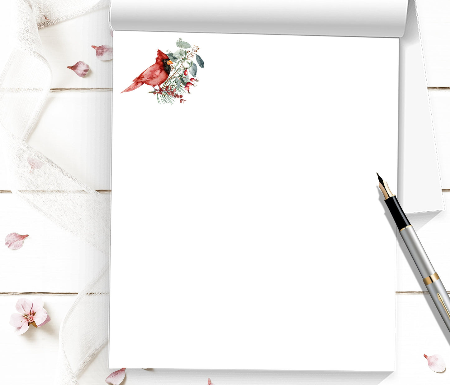 Pretty Personalized winter notepad holiday writing paper makes a pretty stationery set by adding 2 or more different sizes