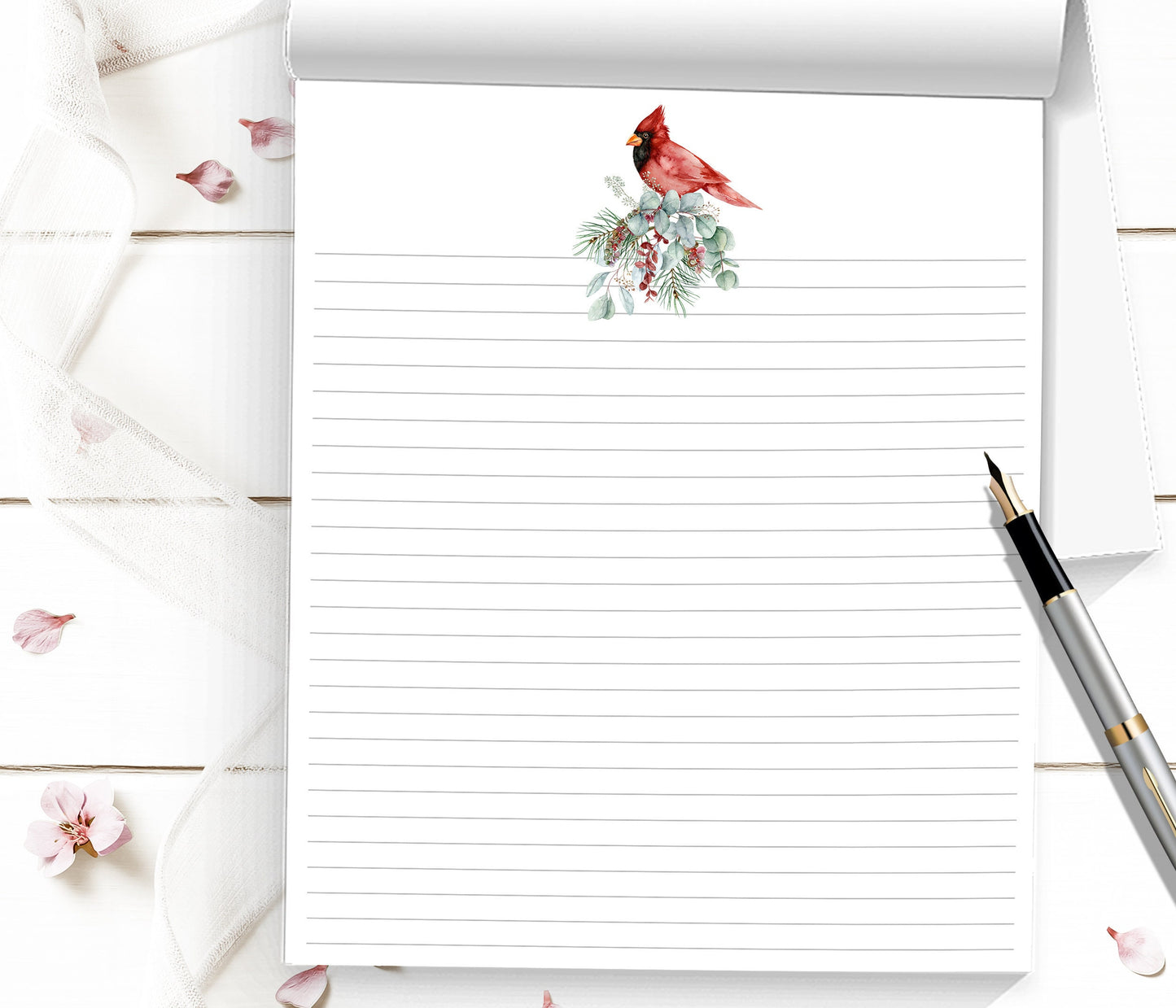 Holiday notepad pretty cardinal winter themed stationery paper give as a housewarming gift or christmas thank you gift comes in 5 sizes