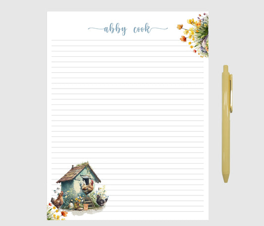 Chicken lover's personalized notepad  Customize writing paper 5 sizes