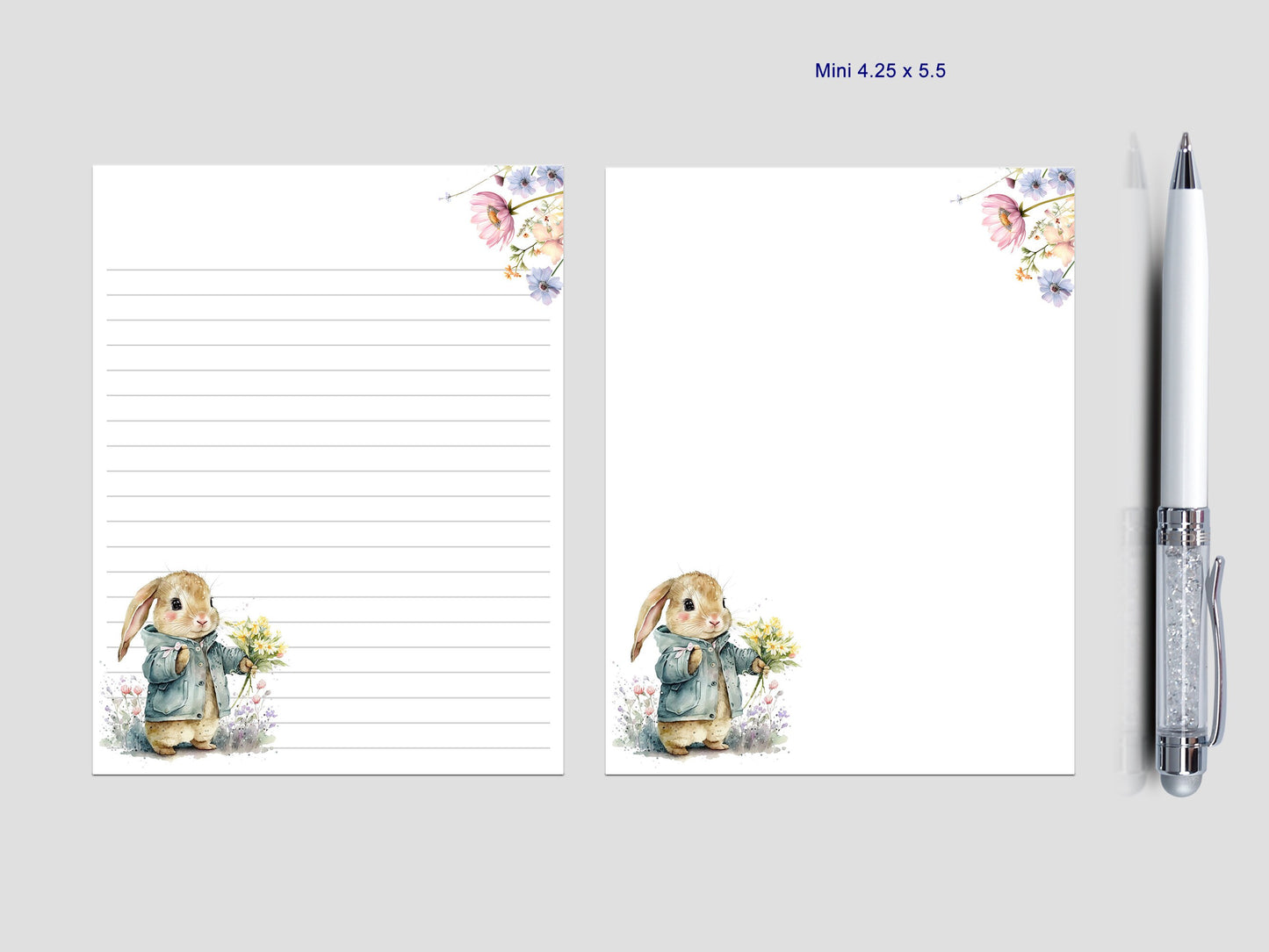 Cute gift for Christmas for bunny lovers bunny gift personalized notepad letter writing paper gift set when you combine 2 or more sizes