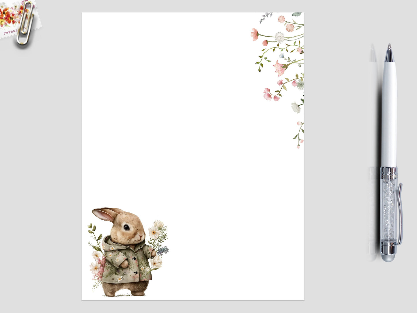 Cute stationery bunny notepad custom notepad comes in 5 different size options bunny lovers Christmas gift or birthday gift