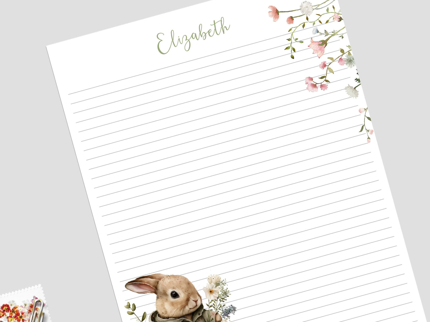 Cute stationery bunny notepad custom notepad comes in 5 different size options bunny lovers Christmas gift or birthday gift