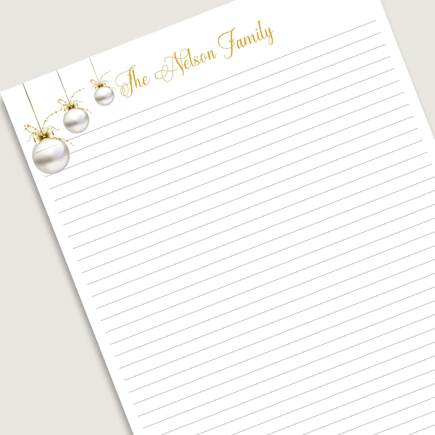 Holiday Family Notepad Christmas stationery comes in 3 different sizes and your choice of lines