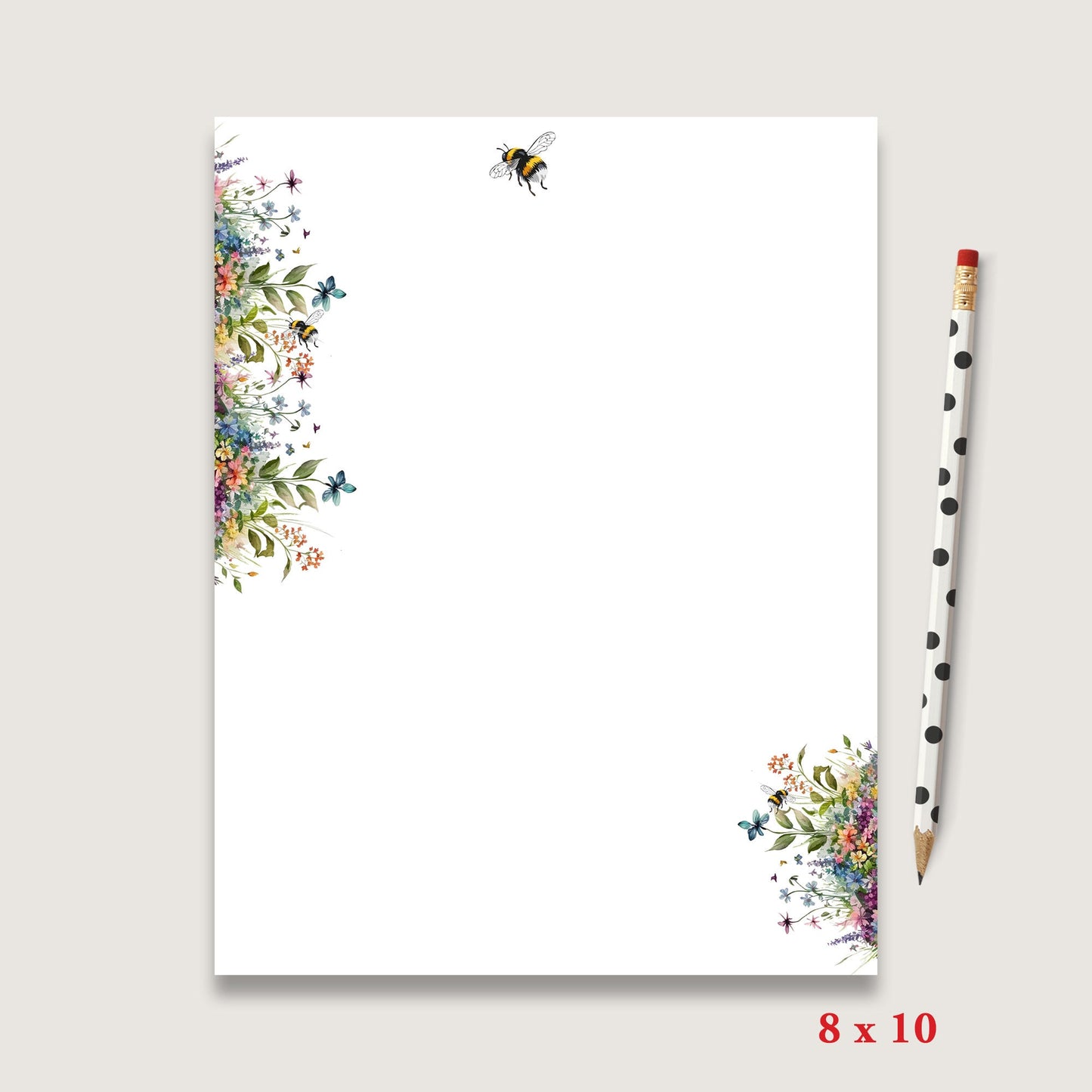 Cute notepad this pretty letter writing paper with cute bee and wildflower is beautiful stationery makes a nice gift to to mom comes in 5 sizes