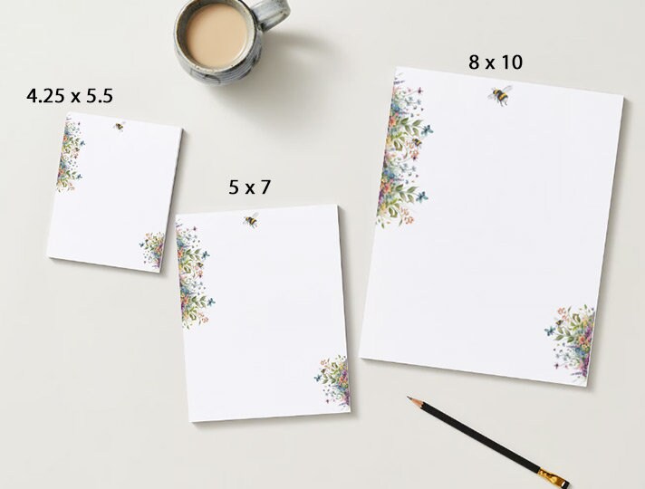 Cute notepad this pretty letter writing paper with cute bee and wildflower is beautiful stationery makes a nice gift to to mom comes in 5 sizes