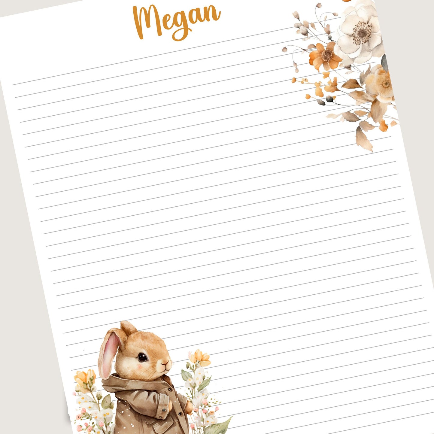 Cute Bunny Personalized Notepad and Stationery Set - Perfect Thank You Gift for Friends, Appreciation Gift, or Cute Writing Paper with Envelopes