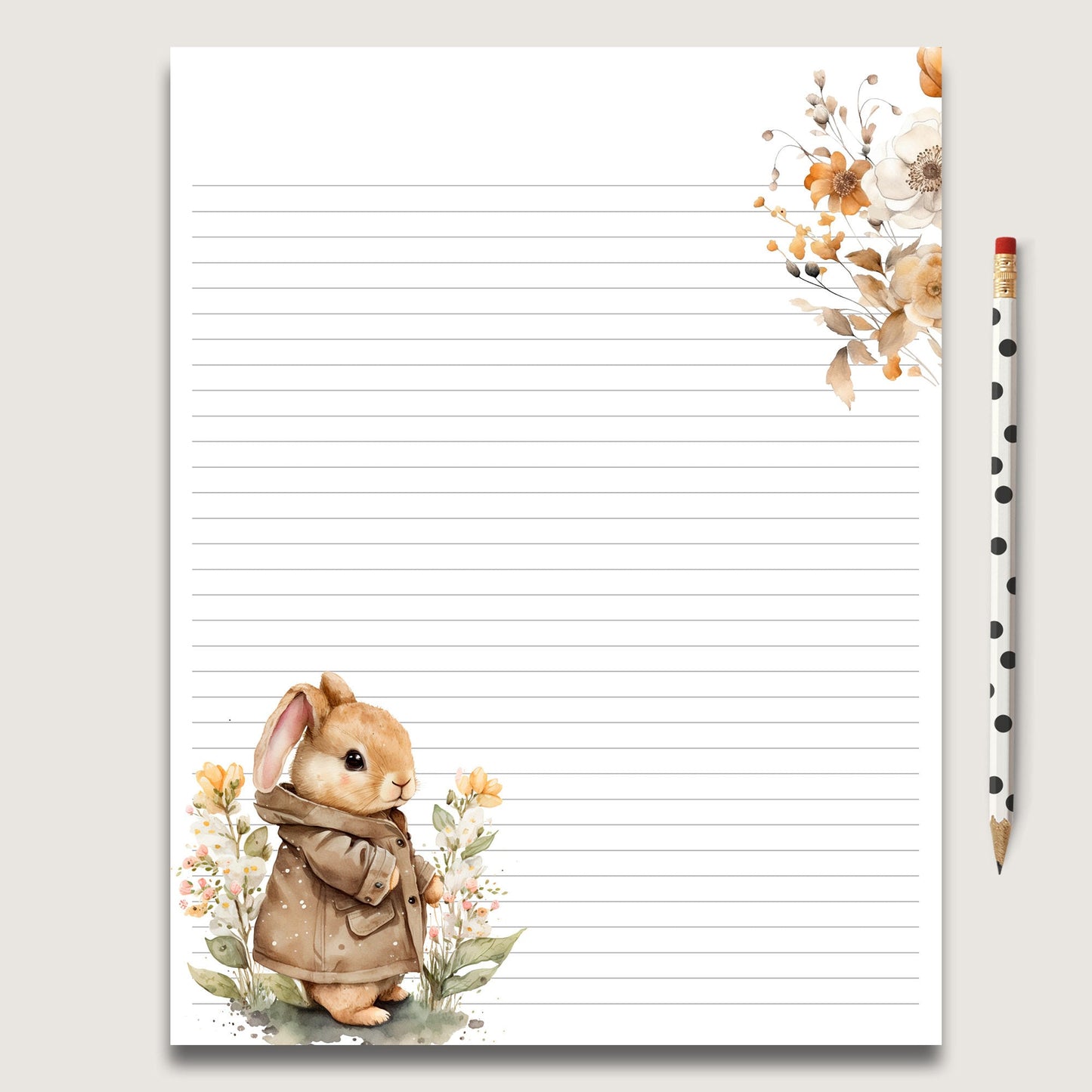 Cute Bunny Personalized Notepad and Stationery Set - Perfect Thank You Gift for Friends, Appreciation Gift, or Cute Writing Paper with Envelopes