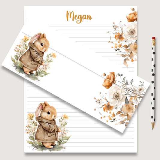 Cute Bunny Personalized Notepad and Stationery Set - Perfect Thank You Gift for Friends, Appreciation Gift, or Cute Writing Paper with Envelopes